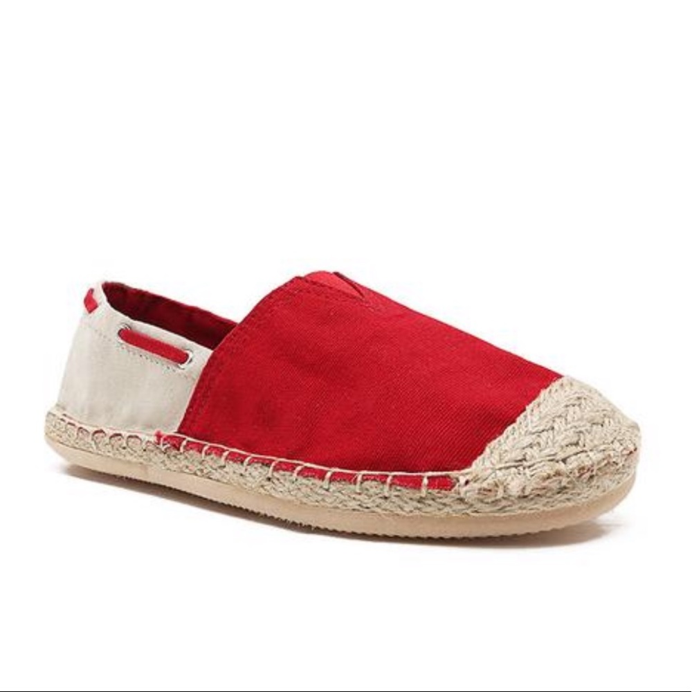 💥SALE💥 Red and Cream Espadrille Flats - Picture 3 of 8